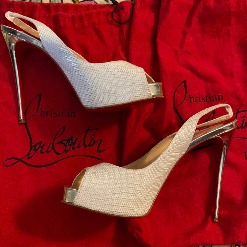Christian Louboutin Silver glitter pumps